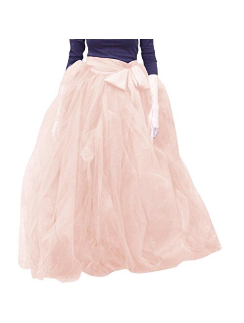 WDPL Women's A-Line Tulle Strips Ruffles Tutu Ball Gown Skirts