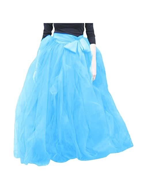 WDPL Women's A-Line Tulle Strips Ruffles Tutu Ball Gown Skirts