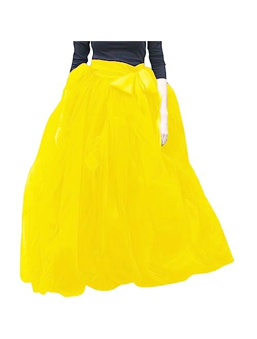 WDPL Women's A-Line Tulle Strips Ruffles Tutu Ball Gown Skirts