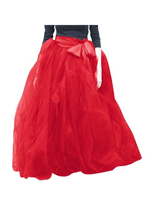 WDPL Women's A-Line Tulle Strips Ruffles Tutu Ball Gown Skirts