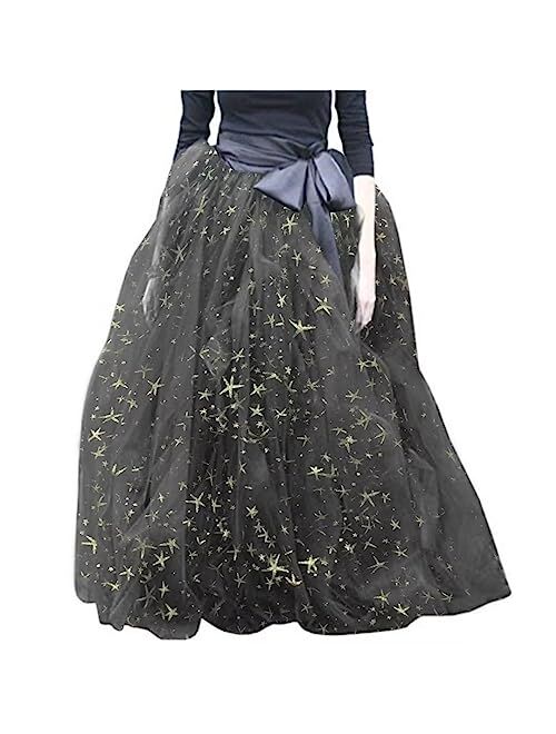 WDPL Women's A-Line Tulle Strips Ruffles Tutu Ball Gown Skirts