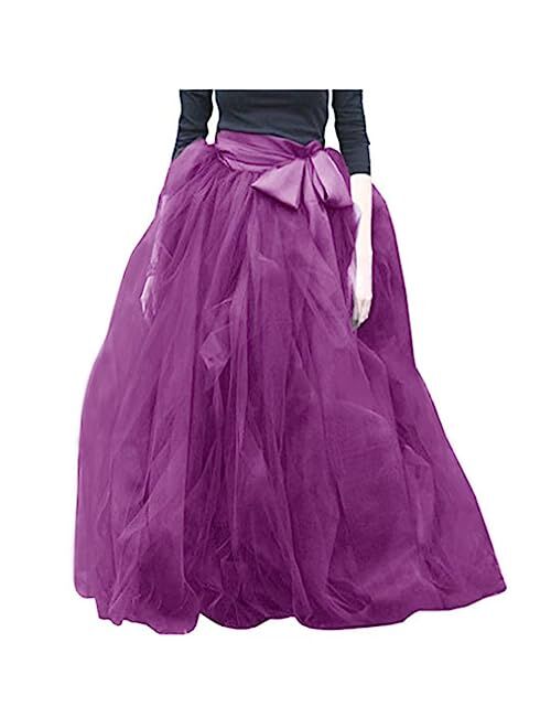 WDPL Women's A-Line Tulle Strips Ruffles Tutu Ball Gown Skirts