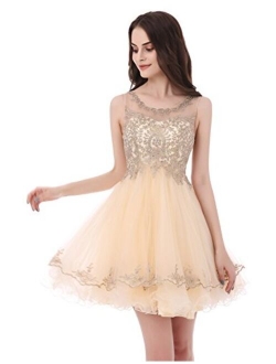 Sarahbridal Women's Short Tulle Beading Homecoming Dresses Prom Party Gowns