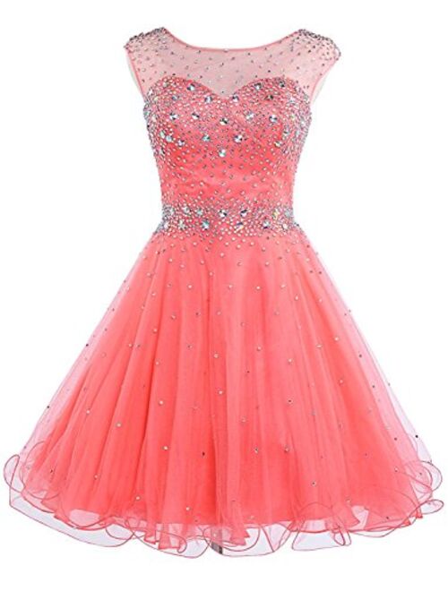 Sarahbridal Women's Short Tulle Beading Homecoming Dresses Prom Party Gowns