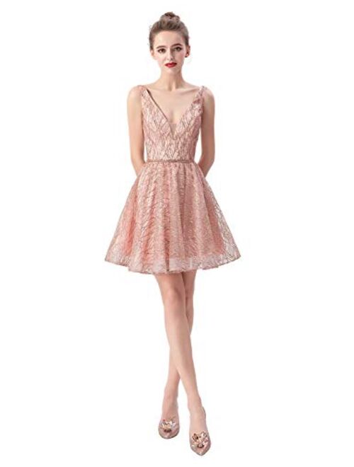 Sarahbridal Women's Short Tulle Beading Homecoming Dresses Prom Party Gowns