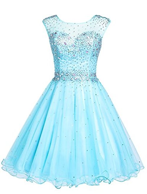 Sarahbridal Women's Short Tulle Beading Homecoming Dresses Prom Party Gowns