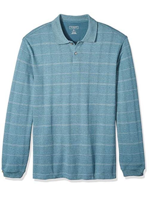 Van Heusen Men's Flex Long Sleeve Jaspe Windowpane Polo Shirt (Discontinued by)