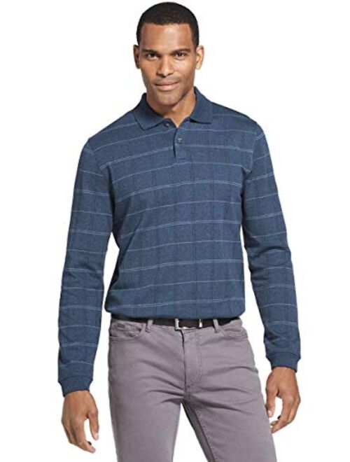 Van Heusen Men's Flex Long Sleeve Jaspe Windowpane Polo Shirt (Discontinued by)