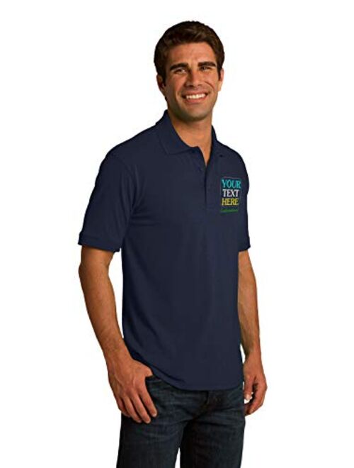 Custom Embroidered Polo Shirts. Jerzees - SpotShield and Port & Company Core Blend Pique Polo