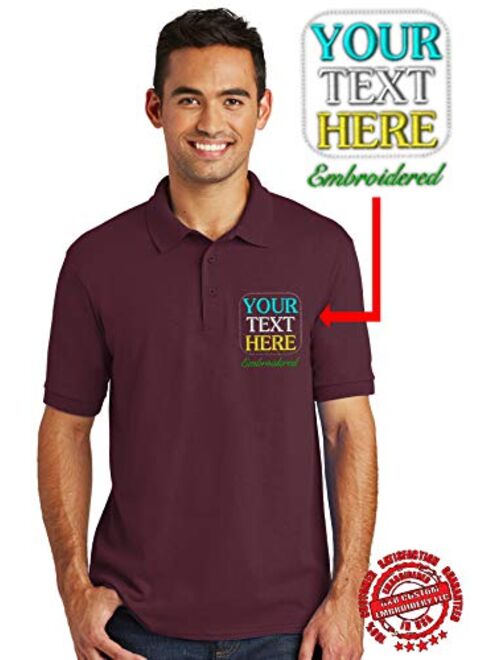 Custom Embroidered Polo Shirts. Jerzees - SpotShield and Port & Company Core Blend Pique Polo