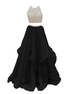 inmagicdress Two Pieces Prom Dresses Oragnza Keyhole Back Women Evening Dress 09