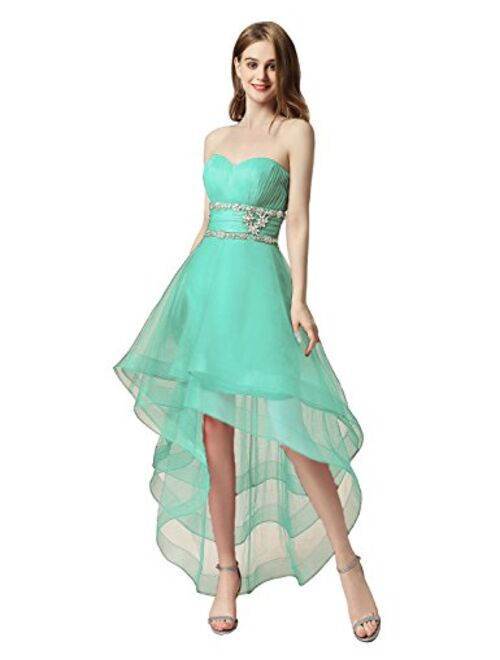 Sarahbridal Women's Tulle Hi-Low Beading Prom Dresses Evening Homecoming Cocktail Gowns