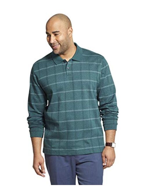 Van Heusen Men's Big and Tall Flex Long Sleeve Jaspe Windowpane Polo Shirt