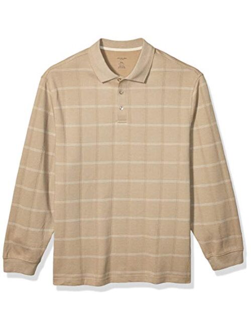 Van Heusen Men's Big and Tall Flex Long Sleeve Jaspe Windowpane Polo Shirt