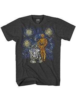 Star Wars T Shirt Men's Starry Night Droid R2-D2 C-3PO Men's Graphic Tee