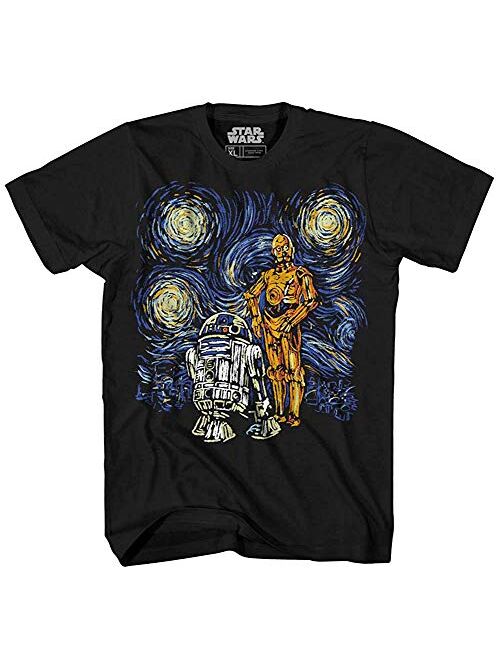 Star Wars T Shirt Men's Starry Night Droid R2-D2 C-3PO Men's Graphic Tee