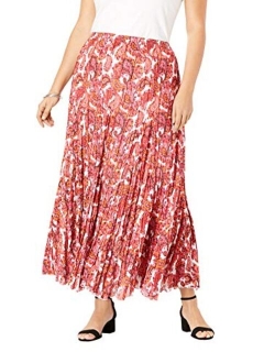 Jessica London Women's Plus Size Cotton Crinkled Maxi Skirt