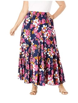 Jessica London Women's Plus Size Cotton Crinkled Maxi Skirt