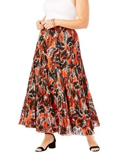 Jessica London Women's Plus Size Cotton Crinkled Maxi Skirt