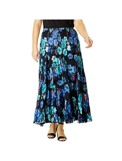 Jessica London Women's Plus Size Cotton Crinkled Maxi Skirt