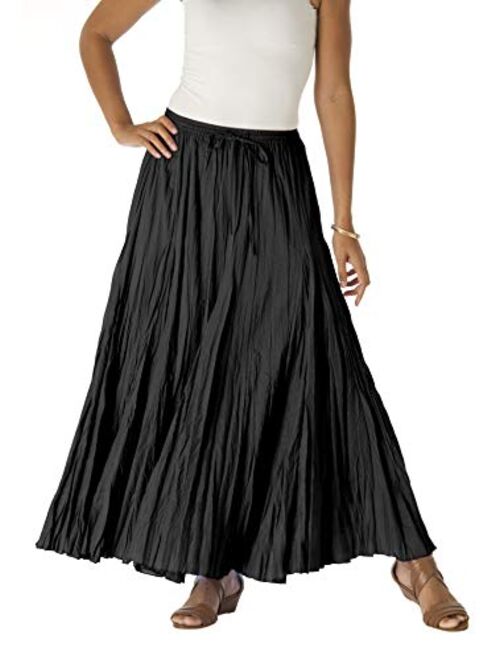 Jessica London Women's Plus Size Cotton Crinkled Maxi Skirt