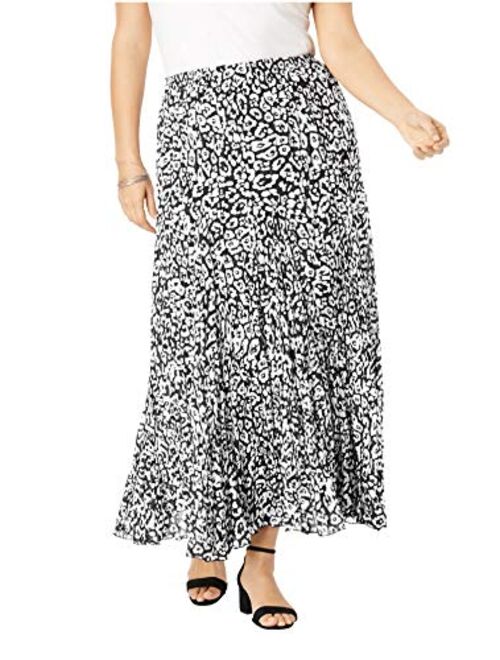 Jessica London Women's Plus Size Cotton Crinkled Maxi Skirt