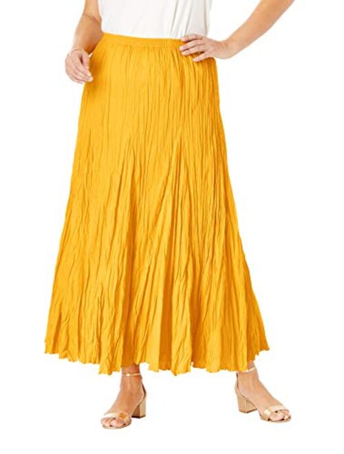 Jessica London Women's Plus Size Cotton Crinkled Maxi Skirt