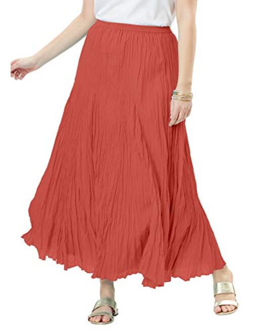 Jessica London Women's Plus Size Cotton Crinkled Maxi Skirt