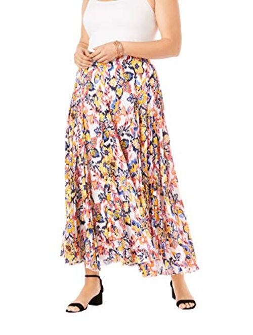 Jessica London Women's Plus Size Cotton Crinkled Maxi Skirt