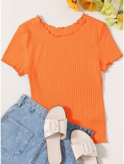 Lettuce Trim Rib-knit Tee