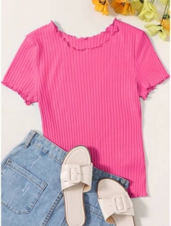 Lettuce Trim Rib-knit Tee