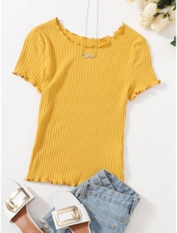 Lettuce Trim Rib-knit Tee