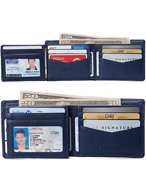 Alpine Swiss Front Pocket Wallet Minimalist Super Thin 5 Card