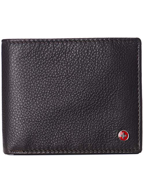 Alpine Swiss RFID Protected Mens Spencer Leather Bifold Wallet 2 ID Windows Divided Bill Section Comes in Gift Box