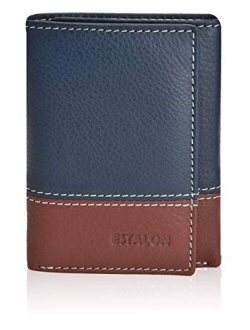 Slim RFID Wallets for Men - Genuine Leather Front Pocket Trifold Wallet