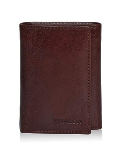 Slim RFID Wallets for Men - Genuine Leather Front Pocket Trifold Wallet