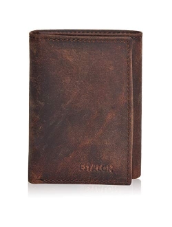 Slim RFID Wallets for Men - Genuine Leather Front Pocket Trifold Wallet