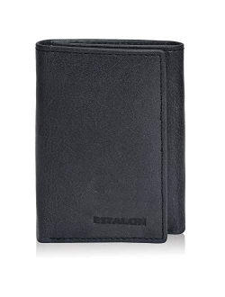 Slim RFID Wallets for Men - Genuine Leather Front Pocket Trifold Wallet