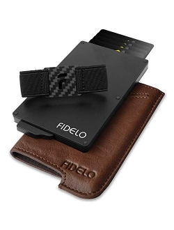 FIDELO Minimalist Wallet for Men - Slim Credit Card Holder RFID Mens Wallets with Cash Pocket Removable Case