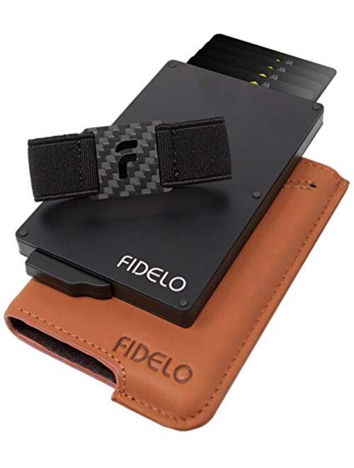 FIDELO Minimalist Wallet for Men - Slim Credit Card Holder RFID Mens Wallets with Cash Pocket Removable Case