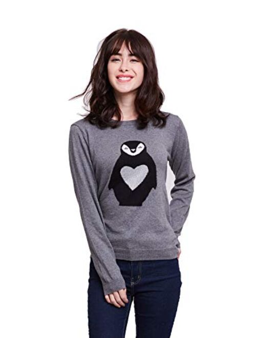 Alcea Rosea Women's Cotton Long Sleeve Cute Animal Pattern Pullover Tunic Knit Sweater Tops