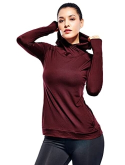 Zengjo Womens Lightweight Hoodie Pullover-Hooded Long Sleeve Running Yoga Workout Tops for Women-Cowl Neck&Thumbhole