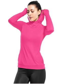 Zengjo Womens Lightweight Hoodie Pullover-Hooded Long Sleeve Running Yoga Workout Tops for Women-Cowl Neck&Thumbhole