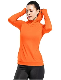 Zengjo Womens Lightweight Hoodie Pullover-Hooded Long Sleeve Running Yoga Workout Tops for Women-Cowl Neck&Thumbhole