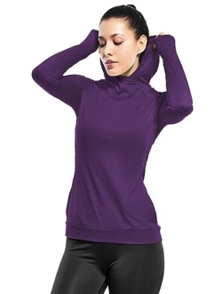 Zengjo Womens Lightweight Hoodie Pullover-Hooded Long Sleeve Running Yoga Workout Tops for Women-Cowl Neck&Thumbhole