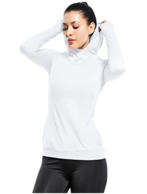 Zengjo Womens Lightweight Hoodie Pullover-Hooded Long Sleeve Running Yoga Workout Tops for Women-Cowl Neck&Thumbhole