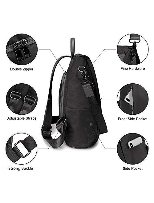 Newshows Backpack Purse for Women Antitheft Nylon Travel Rucksack Convertible Shoulder Bag