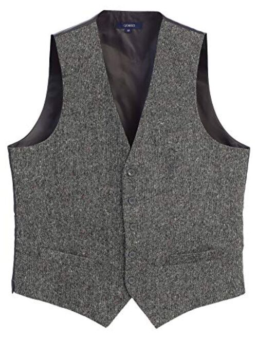 Gioberti Men's 5 Button Slim Fit Formal Herringbone Tweed Suit Vest