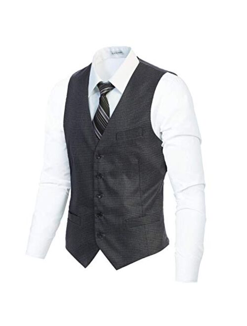 Gioberti Men's 5 Button Slim Fit Formal Herringbone Tweed Suit Vest