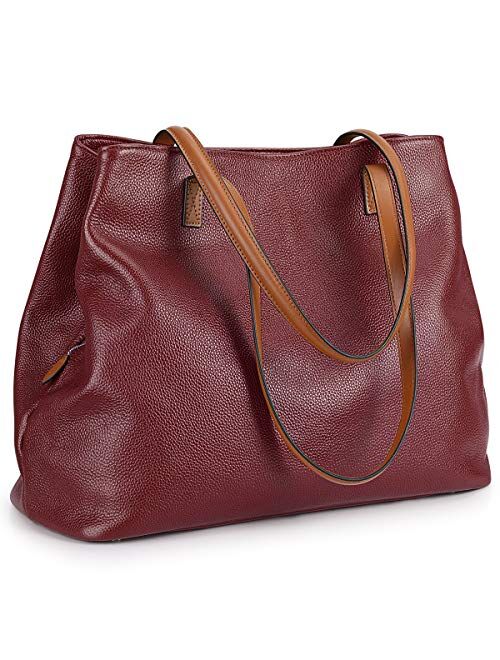 S-ZONE Women Soft Genuine Leather Handbag Large Capacity Shoulder Hobo Bag